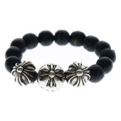 CHROME HEARTS (クロムハーツ) BEAD 4mm ビーズブリング クロスボール ブラック/シルバーのサムネイル