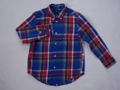 ラルフローレン ralph lauren アウトレット 子供服 男の子 120cm 長袖 シャツ チェック 青 赤 春 秋 冬 ★4 トップス ボーイズ 男児 キッズ 【中古】 ユーズド リサイクル こども