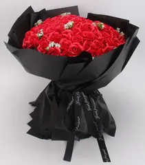 新品 ソープフラワー 花束 バラ ブーケ 誕生日 プレゼント 女性 人気 花束 造花 ギフト ドライフラワー インテリア 結婚記念日 発表会 敬老の日 母の日 退職 祖母 彼女 送別会 (レッド（100本）)