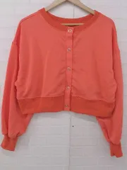 ◇ Ray Cassin レイカズン ネオンカラー クロップド丈 長袖 カーディガン サイズF オレンジ レディース P 1307250015037