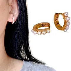5033 上品 金属アレルギー対応 フープピアス ミニパール 軟骨