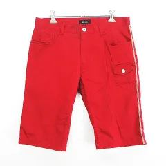 バーバリーブラックレーベル BURBERRY BLACK LABEL パンツ ボトムス ショート ハーフ サイドライン ロゴ ストレッチ 73 レッド ※EKM