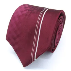 コムサメン ブランド ネクタイ ストライプ柄 格子柄 パネル柄 シルク 日本製 PO メンズ ワインレッド COMME CA MEN 【中古】