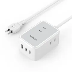 【在庫処分】延長コード usb-c コンセントタップ TESSAN 2m 3個AC口 2個USB-Cポート 1個USB-Aポート 蛸足コンセント 電源タップ 分岐 テーブルタップ スイングプラグ oaタップ USB 壁掛け式/卓上に 小型軽量 出張/旅行