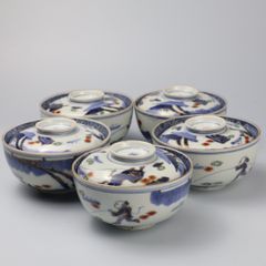729 骨董 アンティーク 古伊万里 羽根市松図飯椀 2点組 茶碗 染付 314 色絵 染付 唐子 牛 古伊万里 伊万里焼 骨董 アンティーク 飯