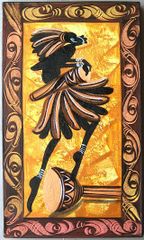 キャンバス画☆アフリカン・アート≪60×35≫０２