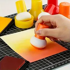 カラフルなかぼちゃ型ハンドル付きステンシルブラシ＆スポンジポンサーセット - 手芸アートをもっと楽しくのサムネイル
