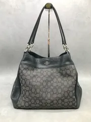 MK79△COACH コーチ F57612 シグネチャー 大容量 キャンバス×レザー 2WAY トートバッグ ハンドバッグ