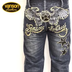 バンソン VANSON デニム ジーンズ  SP-B-15 フライングスター USED加工 刺繍 インディゴ色 sp-b-15のサムネイル