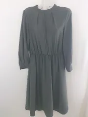 ◇ ROPE PICNIC ロペピクニック スタンドカラー ピンタック 長袖 膝下丈 ワンピース サイズ38 グレー系 レディース E  【1303140006116】
