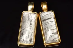 シルバー925 メテオライト(アルタイ隕石) 25x10mm レクタングル ゴールドコーティング ペンダントトップ 1個売り パワーストーン 天然石 _PRG1433-2