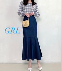 GRL  美品　配色ステッチデニムマーメイドスカート