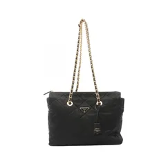 プラダ PRADA トートバッグ Re-Edition 1995 チェーンRe-Nylon ラージ 1BG467 ブラック ナイロン サフィアーノレザー チェーントート レディース Used A