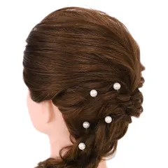 髪飾り Ｕピン 可愛い かんざし 簪 キラキラ パール ラインストーン 花 5点セット 黒留め 訪問着 フォーマル 着物 和装 振袖 成人式 結婚式 卒業式 入園式 卒園式 謝恩会 七五三パーティー W14 003-203 p977　Si