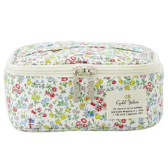 【数量限定】ホワイト) プレイグラウンド (サンリオ×リバティプリント 】 Yahata Cyalel 【 LC 日本製 トラベルポーチ 付き ブラシポケット 花柄 メイクポーチ おしゃれ 化粧ポーチ 大人かわいい 大容量 バニティポーチ