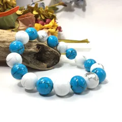 ハウライト×ターコイズ パワーストーン ブレスレット 12mm メンズ・レディース　男性・女性　数珠ブレス　開運  [1]