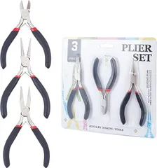 PandaHall Elite ペンチ 平ペンチ 丸ペンチ 3点 スチール ニッパー 手芸ツール 手作り道具 アクセサリー 製作 ビーズ 工具 高い耐久性 DIY用 クラフト用 ブラック( 3本セット ブラック)