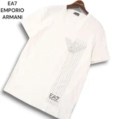 EA7 EMPORIO ARMANI エンポリオ アルマーニ 春夏★ ロゴプリント ラメライン 半袖 Tシャツ カットソー Sz.M メンズ 白