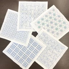 【福祉施設制作】木の実りんご作　刺し子ふきん 「さしこのフキン　5枚セット」　NO.3871　P（弐）