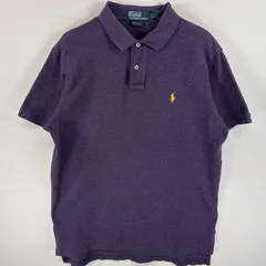 古着 90's/90年代 ポロバイラルフローレン Polo by Ralph Lauren ポロシャツ ワンポイント ロゴ 刺繍 2ボタン CUSTOM  FIT L  パープル 無地 メンズ