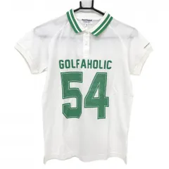 【超美品】ジャックバニー 半袖ポロシャツ 白×グリーン 襟ライン フロントプリント レディース 1(M) ゴルフウェア Jack Bunny