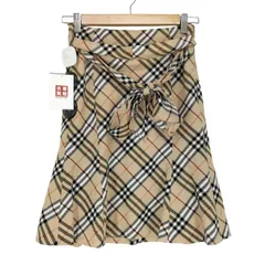 バーバリーブルーレーベル BURBERRY BLUE LABEL ベルト付き ノヴァチェックウールフレアスカート レディース  36