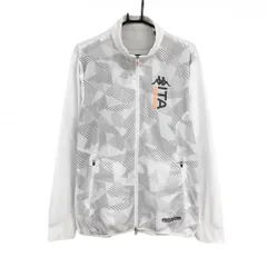 【美品】カッパ ジャケットブルゾン 白×グレー 前身頃総柄 一部裏地メッシュ メンズ XXL ゴルフウェア Kappa