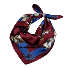 【色: 馬レッド 70*70cm】スカーフ ネッカチーフ 70*70cm 巻き方