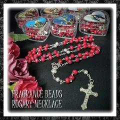 FRAGRANCE BEADS ROSARY NECKLACE / ロザリオネックレス [RED]