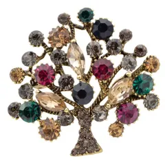 カラフルなツリーのブローチ レトロ アクセサリー 花 フラワー 木 綺麗