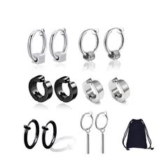 【在庫処分】リング フープピアス 金属アレルギー対応 レディース ファッション イヤーカフ イヤリング アクセサリー ノンホールピアス 6ペア12個セット メンズ フェイクピアス 収納ポーチ付き YFFSFDC