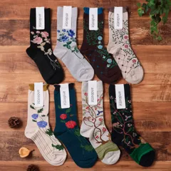 靴下 ande アンデ ソックス レディース おしゃれ オシャレ 柄 花 クルー丈 かわいい 高品質 日本製 ギフト プレゼント ハイゲージソックス 23-25cm 11320 Ad032