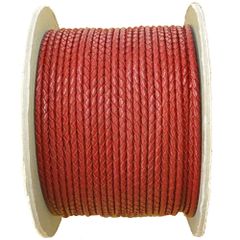 編み込み丸革紐 3mm×2m  ボルドー 革紐 レザーコード