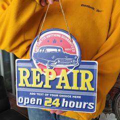アメリカンエンボスサイン◆Car Repair bl×ye◆ブリキ看板　ガレージ　アメリカン雑貨