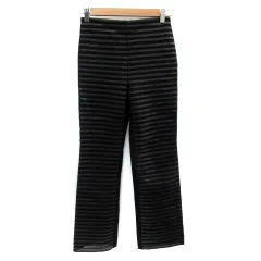 TIM ティム ストレートパンツ ロング丈 ボーダー柄 切替 7 黒 ブラック /SM27 ■MO