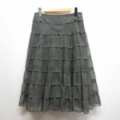 エムズグレイシー M'S GRACY ティアード シフォン スカート 40 グレー 裏地付き 日本製