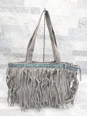 ◇ Θ ROOTOTE ルートート スエード調　フリンジ ハンド　トート　バッグ グレー レディース P  【1410230006694】