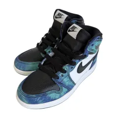 新品同様 NIKE ナイキ PS Air Jordan 1 Retro High Tie Dye エアジョーダン スニーカー CU0449-100 キッズ 17cm ブラック×グリーン系 キッズ 古着 中古 USED