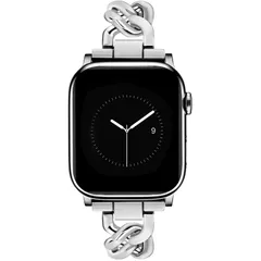 【数量限定】Watch Apple バンド チェーン メタル ベルト シルバー サイズ調整可能 38mm/40mm/41mm/42mm JR.DM (S10) Series 10/9/8/7/6/5/4/3/2/1/SE 対応 おしゃれ レディース ブレスレッ
