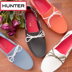 ハンター HUW25532 ドライビング シューズ ウーマン HUNTER DRIVING SHOE WOMAN レディース パンプス カジュアル フラットシューズ モカシン ラバーシューズ 　ホワイト WHT