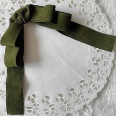 ❤️300 ベロアドロップリボンポニーフック❤️モスグリーン