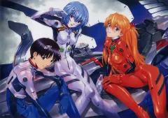 【中古】ポスター A3クリアポスター シンジ＆レイ＆アスカ 「くじ引き堂 貞本義行 新世紀エヴァンゲリオン オンラインくじ」 A-1賞