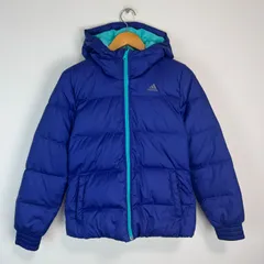 adidas アディダス ダウンジャケット ワンポイントロゴ ブルー 青 メンズ Mサイズ 古着 スポーツMIX ストリート