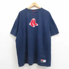 XL/古着 ナイキ NIKE 半袖 ビンテージ Tシャツ メンズ 00s MLB ボストンレッドソックス 大きいサイズ コットン クルーネック 紺 ネイビー 