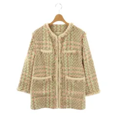 チェスティ Chesty 23SS 2WAY ツイードジャケット ラメ ノーカラー 1 ピンク 緑 グリーン /AT ■OSのサムネイル