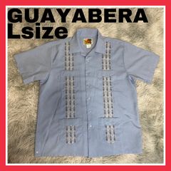GUAYABERA グアジャベーラ　グアジャベラ　キューバシャツ　L サイズ　Lsize メンズ　開襟　ボタンシャツ　ボタンダウンシャツ　刺繍　4ポケット