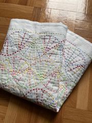 ふきん　刺し子　完成品　扇子　37×35