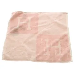 HERMES (エルメス) ハンドタオル カレ Hロゴ アヴァロン ハンカチ ピンク/ホワイト