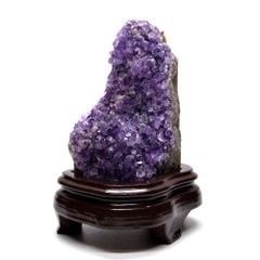 ウルグアイ産　アメジストクラスター【木製台座付き】　NO.7　☆天然石　クラスター　浄化