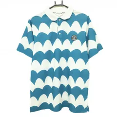 ★特価★【美品】ジャックバニー 半袖ポロシャツ ライトブルー×白 なみなみ柄 シリコンロゴ メンズ 6(XL) ゴルフウェア 2022年モデル Jack Bunny